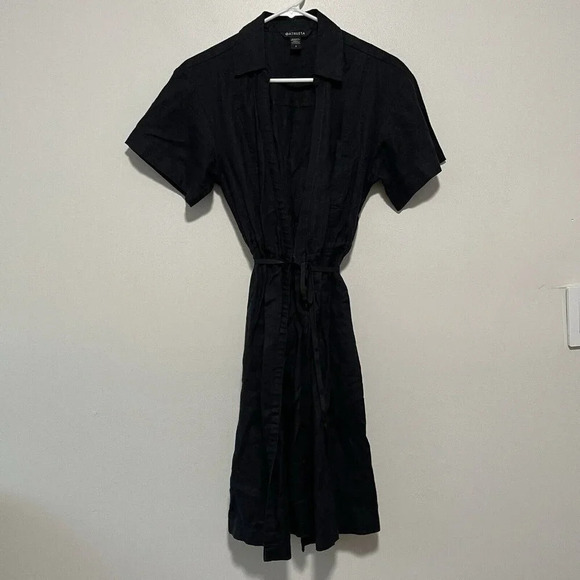 Athleta Black Linen Playa Wrap Dress Size 2‎ - Picture 3 of 10